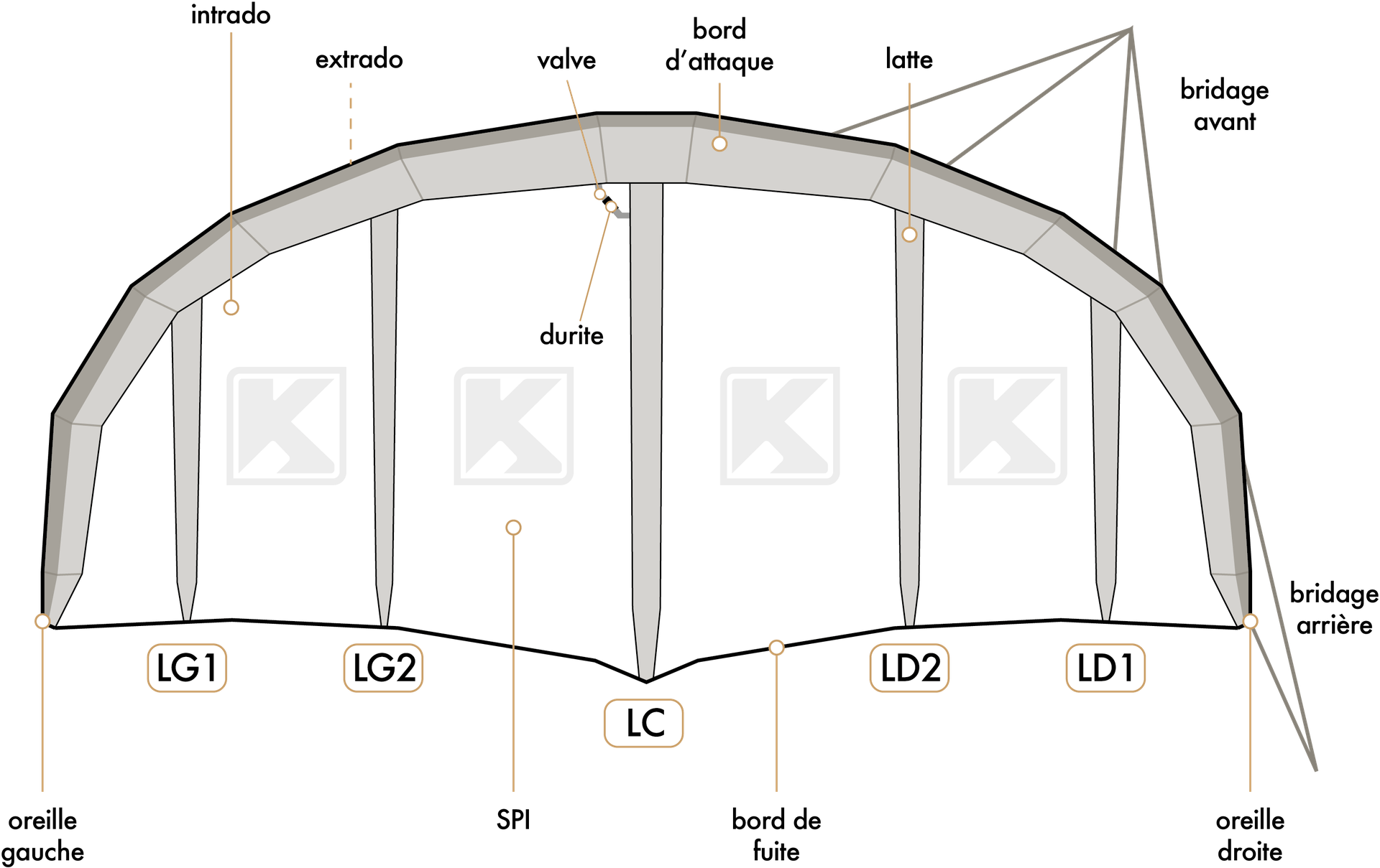 Schéma composition aile de kite