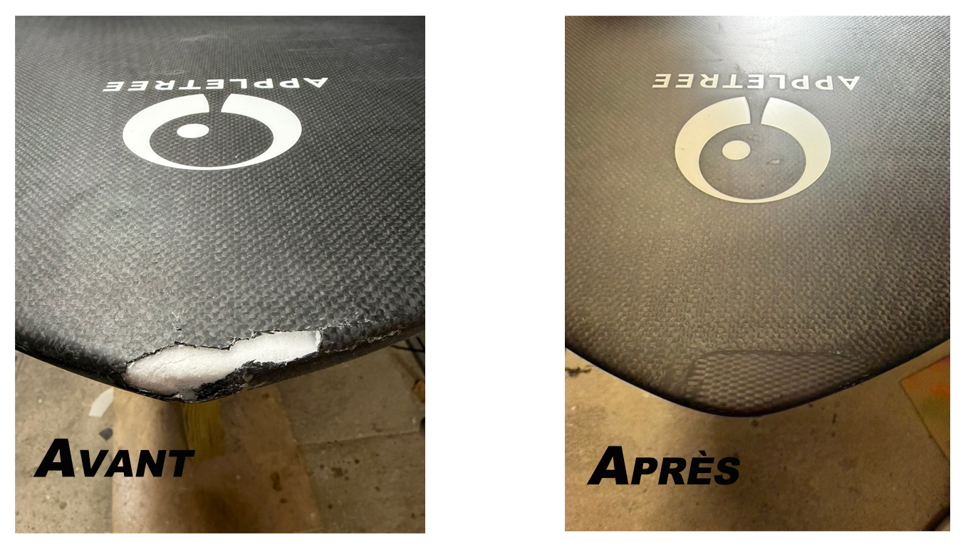 avant / après réparation boards